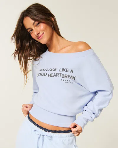 Hollister Freya Skye Graphic Banded Off-the-shoulder Sweatshirt In Multi