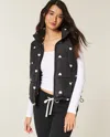 Hollister Heart Pattern Puffer Vest In Black