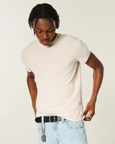 Hollister Heavyweight Slim Crew T-shirt In Brown