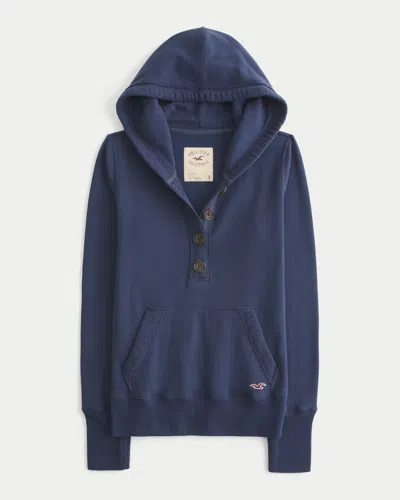Hollister Henley Hoodie In Blue