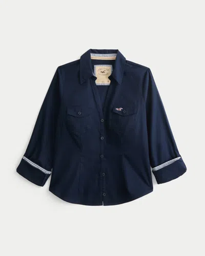 Hollister Heritage Long-sleeve Icon Shirt In Blue