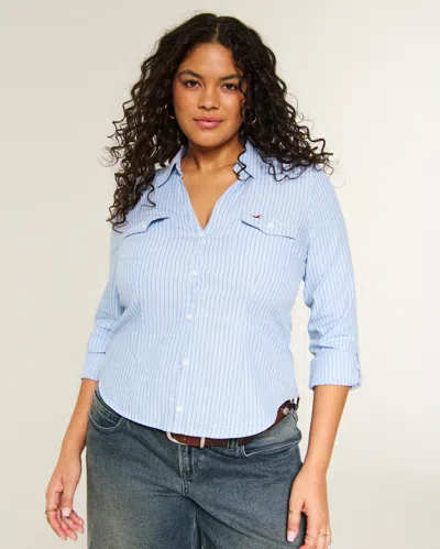 Hollister Heritage Long-sleeve Icon Shirt In Blue