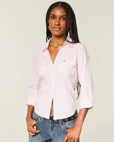 Hollister Heritage Long-sleeve Icon Shirt In Pink
