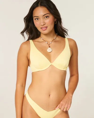 Hollister High Apex Ribbed Underwire Bikini Top In Yellow