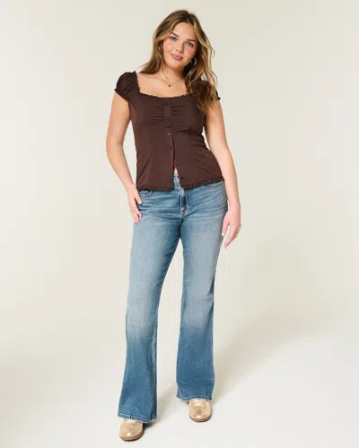 Hollister High-rise Dark Wash Bootcut Jeans In Black