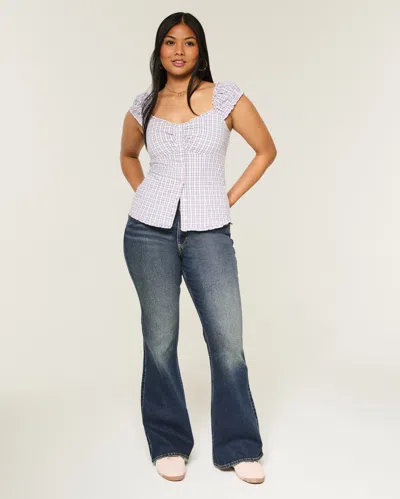 Hollister High-rise Dark Wash Flare Jeans In Blue
