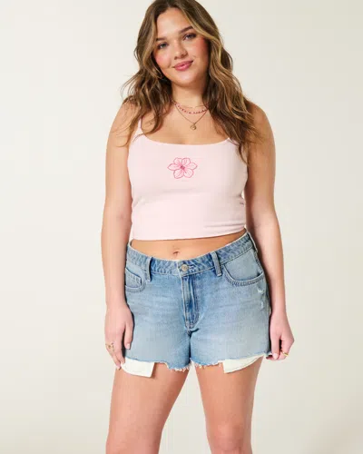 Hollister High-rise Light Wash Denim A-line Shorts In Blue