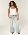 Hollister High-rise Light Wash Star Pocket Flare Jeans In Blue