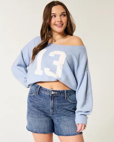 Hollister High-rise Medium Dark Wash Relaxed Denim Shorts 5"