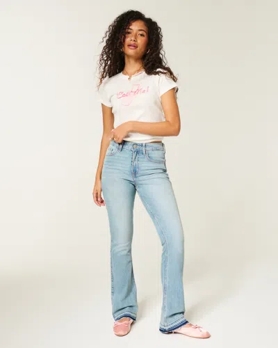 Hollister High-rise Medium Wash Bootcut Jeans In Blue