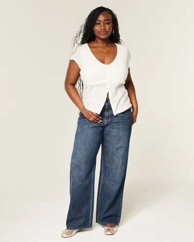 Hollister High-rise Dark Wash Baggy Jeans In Blue