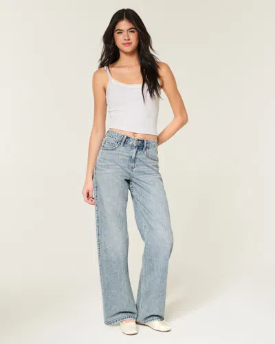 Hollister High-rise Light Wash Baggy Jeans In Blue