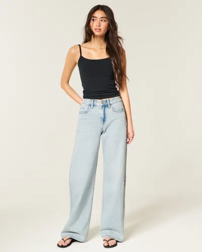 Hollister High-rise Light Wash Baggy Jeans In White