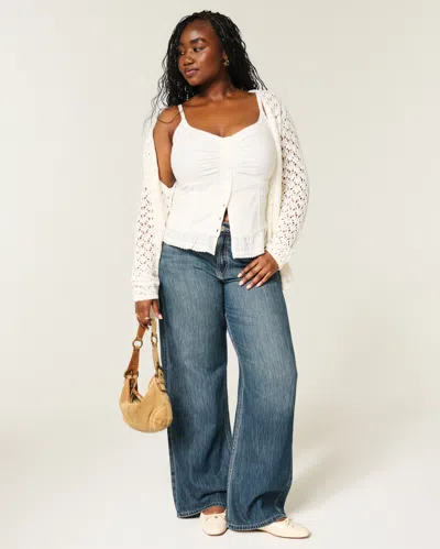 Hollister High-rise Medium Wash Baggy Jeans In White