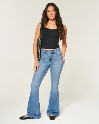 Hollister High-rise Medium Wash Flare Jeans In Multi
