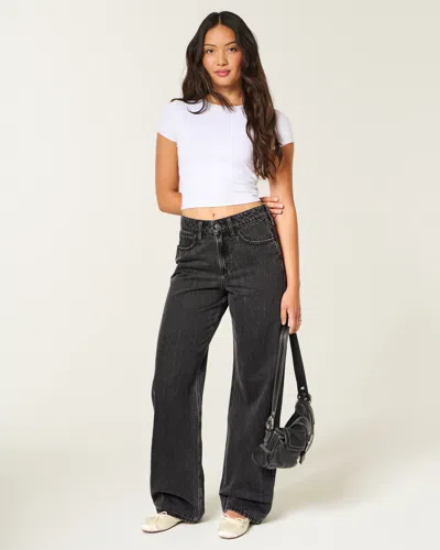 Hollister High-rise Washed Black Baggy Jeans In Multi