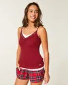 Hollister Holiday Vault Release Lace Trim Layering Cami In Burgundy