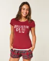 Hollister Holiday Vault Release Logo Graphic Tee In Red