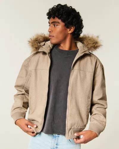 Hollister Hooded Faux Fur-lined Jacket In Multi