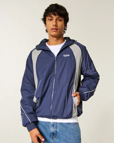 Hollister Oversized Bomber Jacket With Contrast Collar In Blue