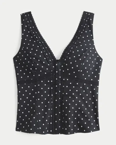 Hollister Hook & Eye Lace Trim Tank In Black