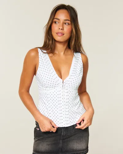 Hollister Hook & Eye Lace Trim Tank In White