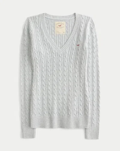 Hollister Knit Icon Logo V-neck Sweater In White