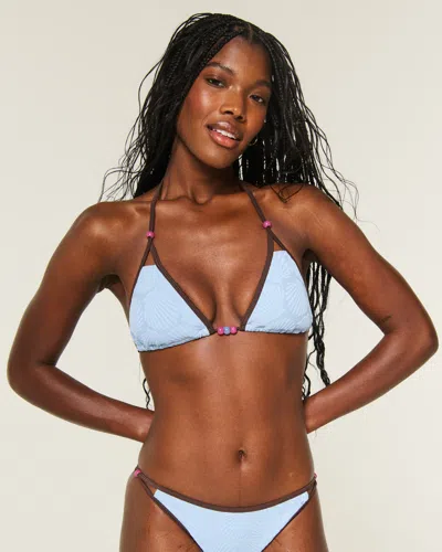 Hollister Jacquard Triangle Bikini Top In Blue
