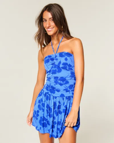 Hollister Knit Halter Mini Dress In Blue