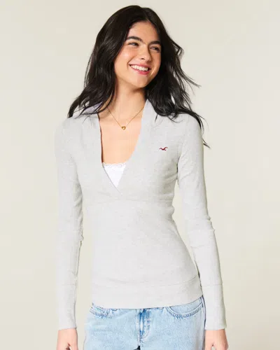 Hollister Knit Icon Hoodie In Gray