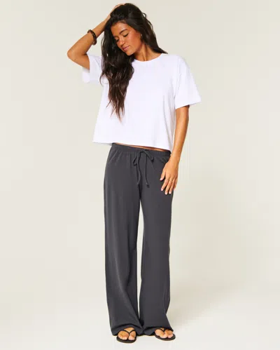 Hollister Knit Pull-on Wide-leg Pants In Blue