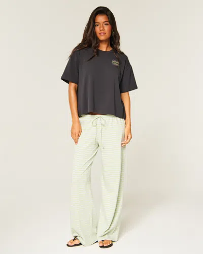 Hollister Knit Pull-on Wide-leg Pants In Multi
