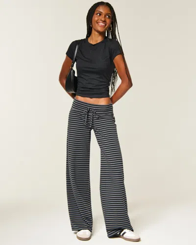 Hollister Knit Wide-leg Pants In Blue