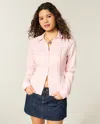 Hollister Lace Inset Button-through Shirt In Purple