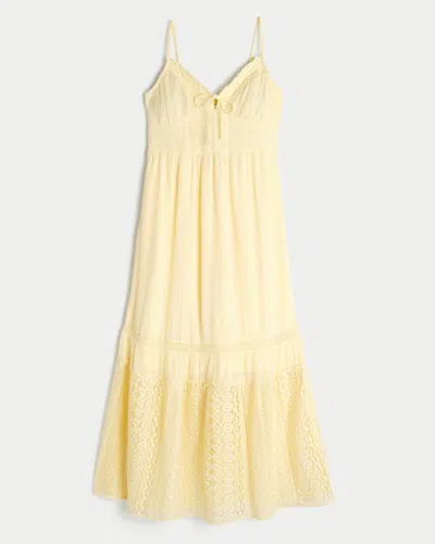 Hollister Lace Inset Maxi Dress In Yellow