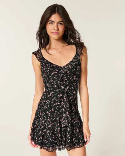 Hollister Lace Ruffle Mini Dress In Multi