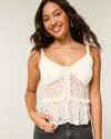 Hollister Lace Ruffle Top In White