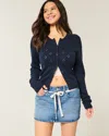 Hollister Lace Tie Denim Mini Skort In Blue