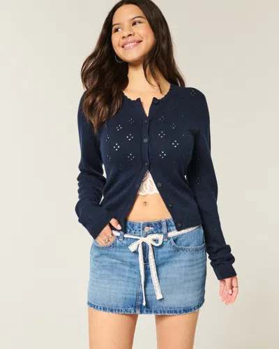 Hollister Lace Tie Denim Mini Skort