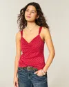 Hollister Lace Trim Chiffon Tank In Red