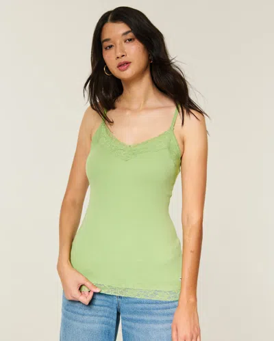Hollister Lace Trim Layering Cami In Matcha