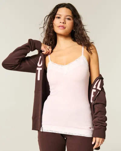 Hollister Lace Trim Layering Cami In Purple