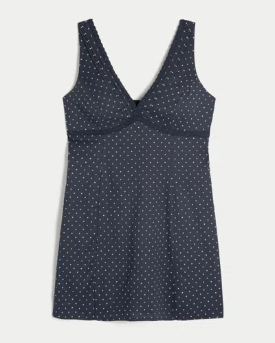 Hollister Lace Trim Mini A-line Dress In Blue