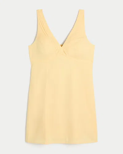 Hollister Lace Trim Mini A-line Dress In Neutral