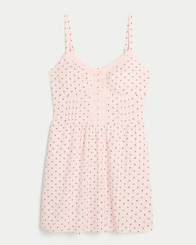 Hollister Curvy Lace Trim Mini Dress In Pink