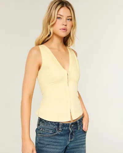 Hollister Lace Trim Tank In Yellow