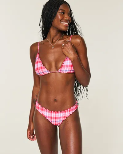 Hollister Lettuce Edge Cheeky Bikini Bottom In Red