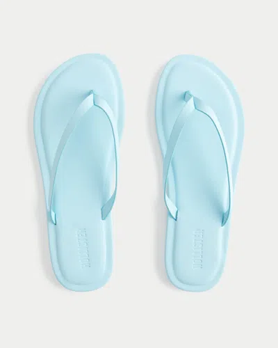 Hollister Light Blue Faux Leather Flip Flops