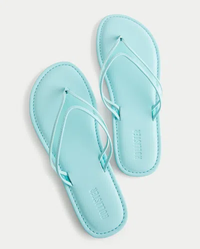 Hollister Light Blue Faux Leather Flip Flops