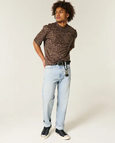 Hollister Light Wash Loose Jeans In Blue